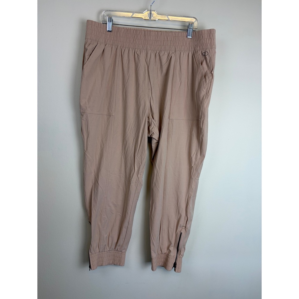 CALIA Woven Workwear Jogger Pants XXL Pink Utility Ankle Zip High Rise Cargo